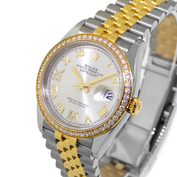 Rolex Datejust Silver Roman Dial & Diamond Bezel 126283RBR | Da