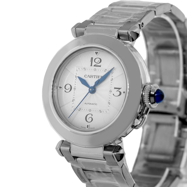 Pasha de Cartier 35mm Stainless Steel Silver Arabic Dial WSPA0013