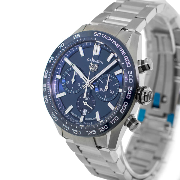TAG Heuer Carrera Chronograph 44mm Stainless Steel with Blue Index