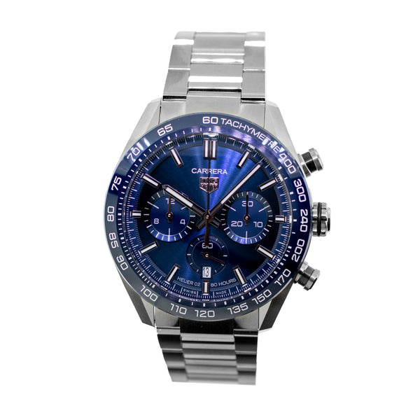 TAG Heuer Carrera Chronograph 44mm Stainless Steel with Blue Index