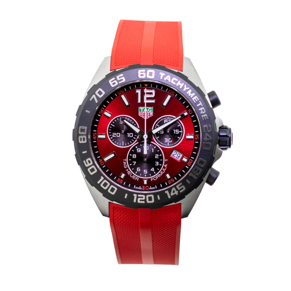 TAG Heuer Formula Chronograph 43mm Stainless Steel with Red Dial
