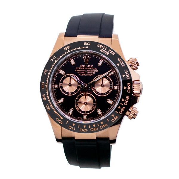Rolex Daytona 40mm Rose Gold Black Dial Black Bezel 116515 Da