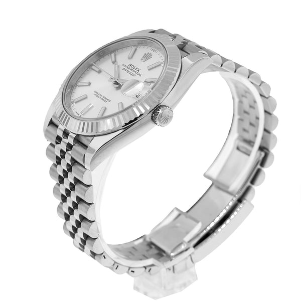 Rolex Datejust II 41mm White Gold & Steel Silver Index Dial Fluted