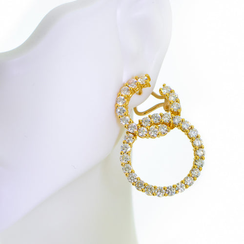 Italian Designer Diamond Hoop Earrings -7ct. - 18K Yellow Gold-Da Vinci Fine Jewelry