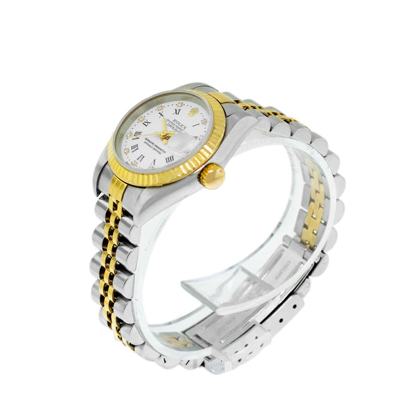 Rolex Lady Datejust Yellow Gold Steel White MOP Diamond Dial