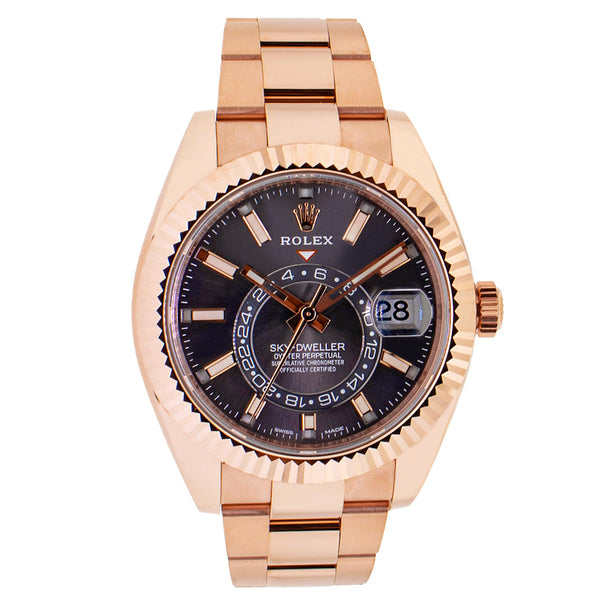 Rolex sky dweller online rose gold black dial
