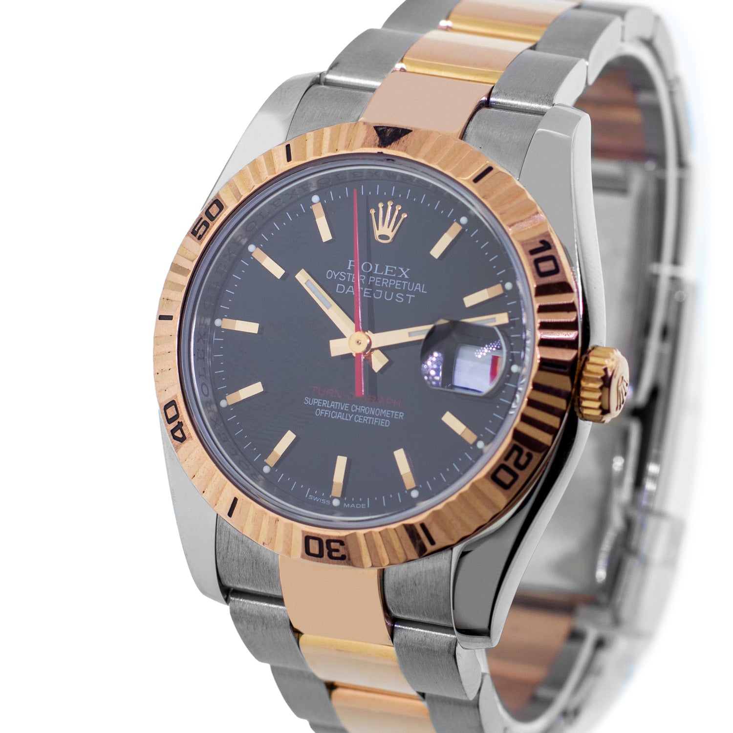 Rolex turn o on sale graph rose gold