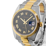 Rolex Datejust 36mm Yellow Gold & Steel Black Jubilee Roman Dial Fluted Bezel 116233-Da Vinci Fine Jewelry