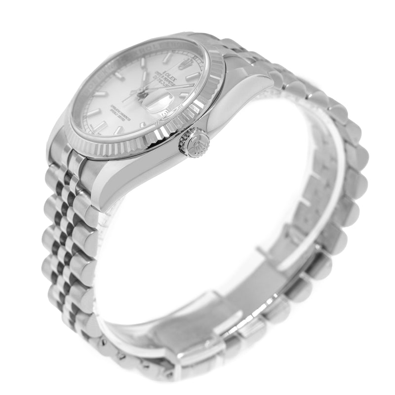 Rolex Datejust 36mm White Gold & Steel Silver Index Dial & Fluted Bezel 116234-Da Vinci Fine Jewelry