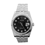 Rolex Datejust 36mm White Gold & Steel Black Jubilee Diamond Dial & Fluted Bezel 116234-Da Vinci Fine Jewelry