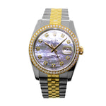 Rolex Datejust 36mm Yellow Gold & Steel Mother of Pearl Diamond Dial Diamond Bezel 116243-Da Vinci Fine Jewelry