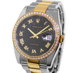 Rolex Datejust 36mm Yellow Gold & Steel Black Jubilee Diamond Dial Diamond Bezel 116243-Da Vinci Fine Jewelry