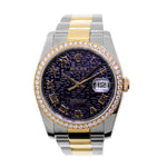 Rolex Datejust 36mm Yellow Gold & Steel Black Jubilee Diamond Dial Diamond Bezel 116243-Da Vinci Fine Jewelry
