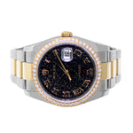 Rolex Datejust 36mm Yellow Gold & Steel Black Jubilee Diamond Dial Diamond Bezel 116243-Da Vinci Fine Jewelry