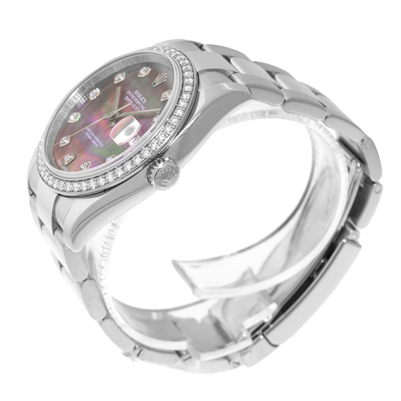 Rolex Datejust 36mm White Gold & Steel Tahitian MOP Diamond Dial & Diamond Bezel 116244-Da Vinci Fine Jewelry
