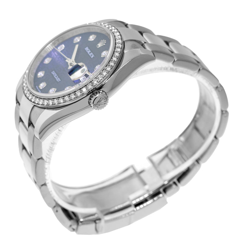 Rolex Datejust 36mm Stainless Steel Blue Jubilee Diamond Dial & Diamond Bezel 116244-Da Vinci Fine Jewelry