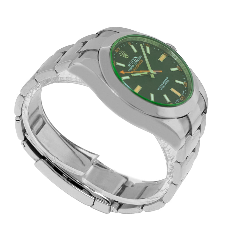 Rolex Milgauss 40mm Stainless Steel Green Crystal Black Dial 116400GV-Da Vinci Fine Jewelry