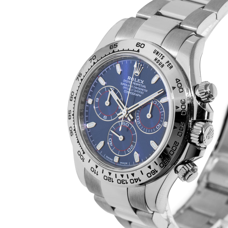 Rolex Daytona 40mm 18K White Gold Blue Dial & White Gold Bezel 116509-Da Vinci Fine Jewelry