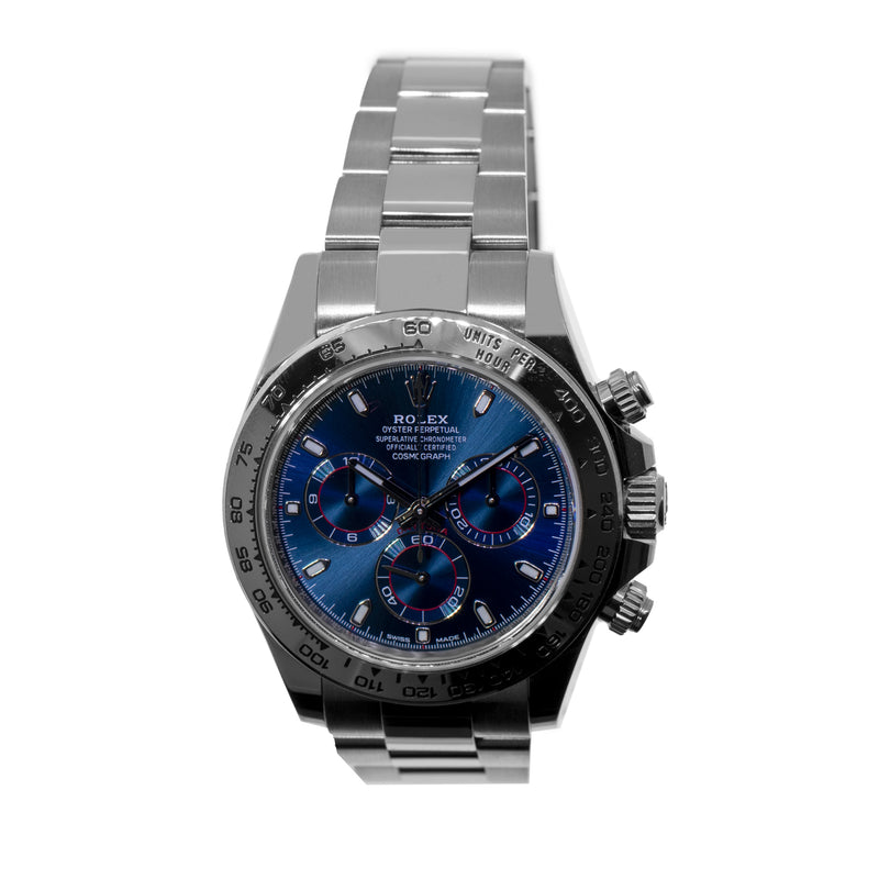 Rolex Daytona 40mm 18K White Gold Blue Dial & White Gold Bezel 116509-Da Vinci Fine Jewelry