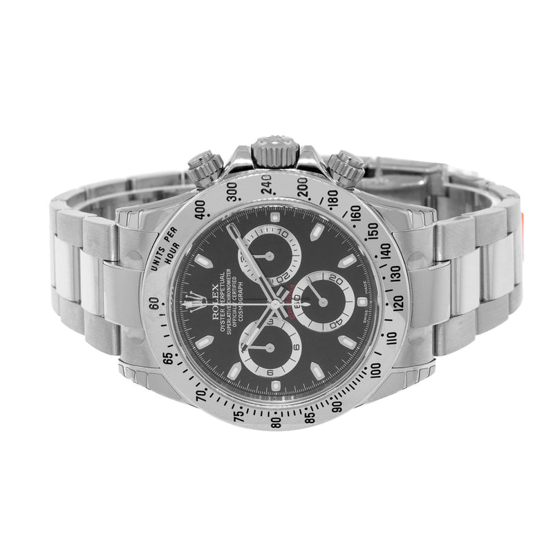 Rolex Daytona New Old Stock 40mm Stainless Steel Black Dial & Steel Bezel 116520-Da Vinci Fine Jewelry