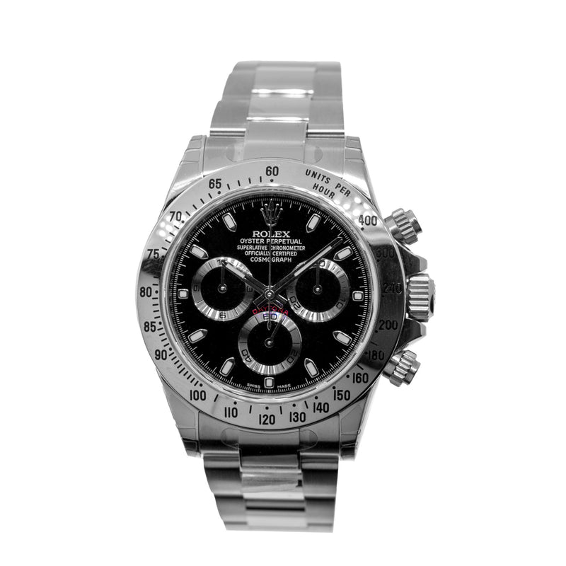 Rolex Daytona New Old Stock 40mm Stainless Steel Black Dial & Steel Bezel 116520-Da Vinci Fine Jewelry