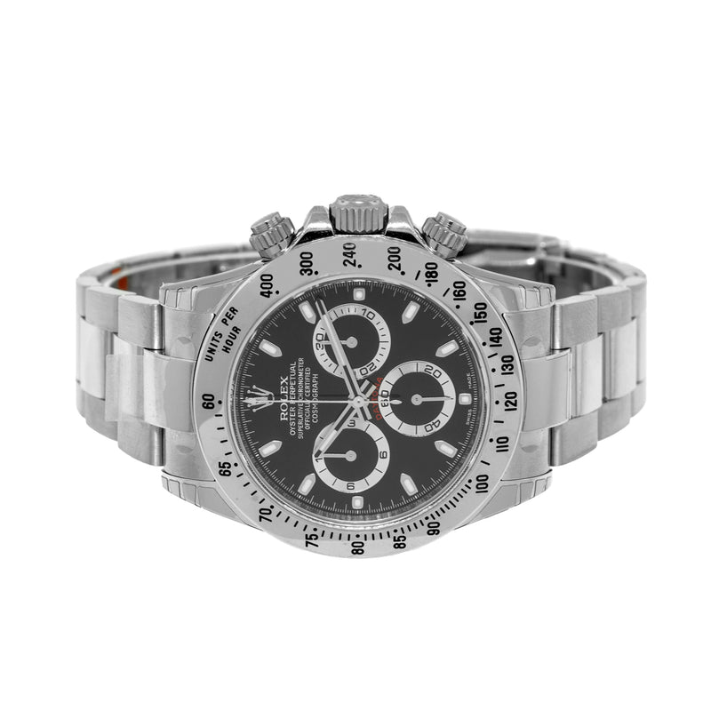 Rolex Daytona New Old Stock 40mm Stainless Steel Black Dial & Steel Bezel 116520-Da Vinci Fine Jewelry