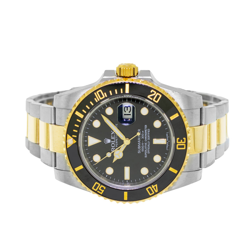 Rolex Submariner 40mm Yellow Gold & Steel Black Dial & Black Bezel 116613-Da Vinci Fine Jewelry