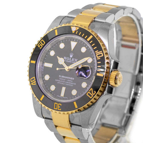 Rolex Submariner New Old Stock 40mm Yellow Gold & Steel Black Dial & Black Bezel 116613-Da Vinci Fine Jewelry