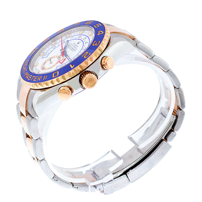 Rolex Yacht-Master II 44mm EveRose Gold & Steel White Dial & Blue Bezel 116681-Da Vinci Fine Jewelry