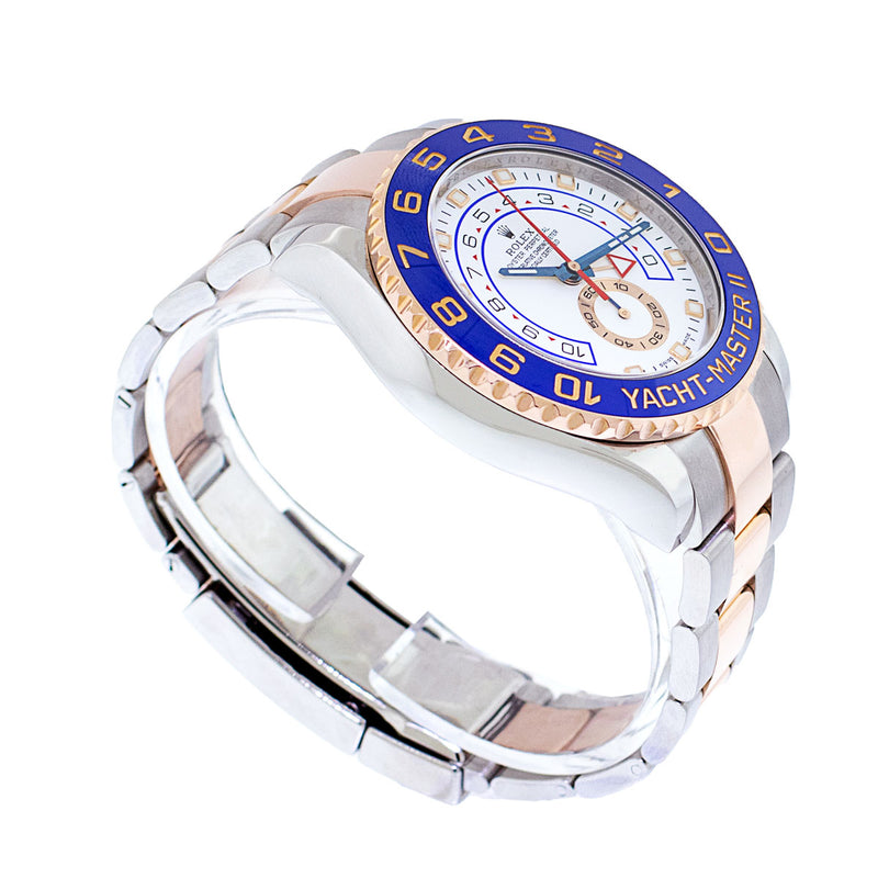 Rolex Yacht-Master II 44mm EveRose Gold & Steel White Dial & Blue Bezel 116681-Da Vinci Fine Jewelry