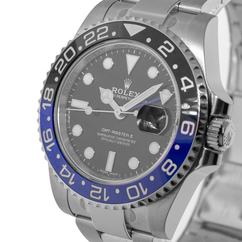 Rolex GMT-Master II "Batman" New Old Stock 40mm Stainless Steel Black & Blue Bezel 116710 Green Rolex Card 2018-Da Vinci Fine Jewelry