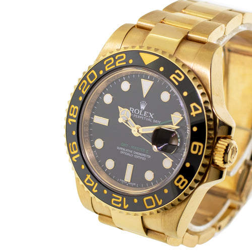 Rolex GMT-Master II 40mm Yellow Gold Black Dial & Bezel 116718-Da Vinci Fine Jewelry