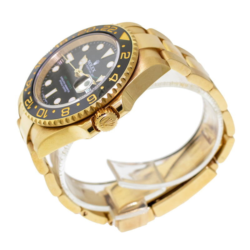 Rolex GMT-Master II 40mm Yellow Gold Black Dial & Bezel 116718-Da Vinci Fine Jewelry