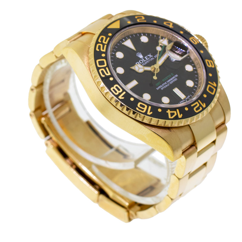 Rolex GMT-Master II 40mm Yellow Gold Black Dial & Bezel 116718-Da Vinci Fine Jewelry
