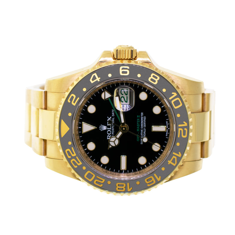 Rolex GMT-Master II 40mm Yellow Gold Black Dial & Bezel 116718-Da Vinci Fine Jewelry