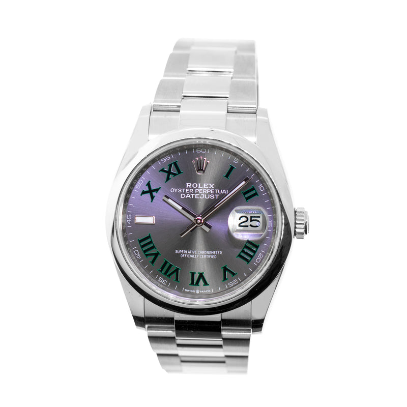 Rolex Datejust 36mm Stainless Steel Wimbledon Dial & Smooth Bezel 126200-Da Vinci Fine Jewelry