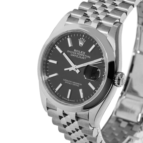 Rolex Datejust 36mm Stainless Steel Black Index Dial & Smooth Bezel 126200-Da Vinci Fine Jewelry