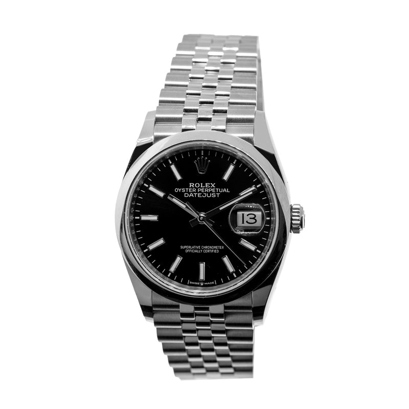 Rolex Datejust 36mm Stainless Steel Black Index Dial & Smooth Bezel 126200-Da Vinci Fine Jewelry