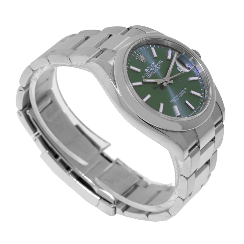 Rolex Datejust 36mm Stainless Steel Green Dial & Smooth Bezel 126200-Da Vinci Fine Jewelry