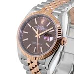 Rolex Datejust 36mm Everose Gold & Steel Chocolate Index Dial Fluted Bezel 126231-Da Vinci Fine Jewelry