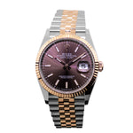 Rolex Datejust 36mm Everose Gold & Steel Chocolate Index Dial Fluted Bezel 126231-Da Vinci Fine Jewelry