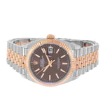 Rolex Datejust 36mm Everose Gold & Steel Chocolate Index Dial Fluted Bezel 126231-Da Vinci Fine Jewelry