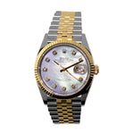 Rolex Datejust 36mm Yellow Gold & Steel MOP Diamond Dial & Fluted Bezel 126233-Da Vinci Fine Jewelry