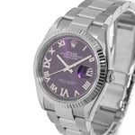 Rolex Datejust 36mm White Gold & Steel Purple Roman Dial Fluted Bezel 126234-Da Vinci Fine Jewelry