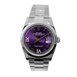 Rolex Datejust 36mm White Gold & Steel Purple Roman Dial Fluted Bezel 126234-Da Vinci Fine Jewelry