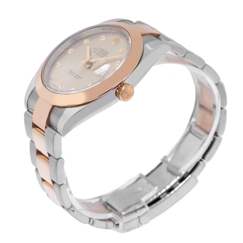 Rolex Datejust 41mm Everose Gold & Steel Sundust / Pink Diamond Dial Smooth Bezel 126301-Da Vinci Fine Jewelry