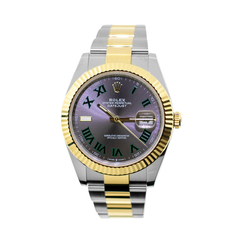 Rolex Datejust 41mm Yellow Gold & Stainless Steel Wimbledon Dial & Fluted Bezel 126333-Da Vinci Fine Jewelry