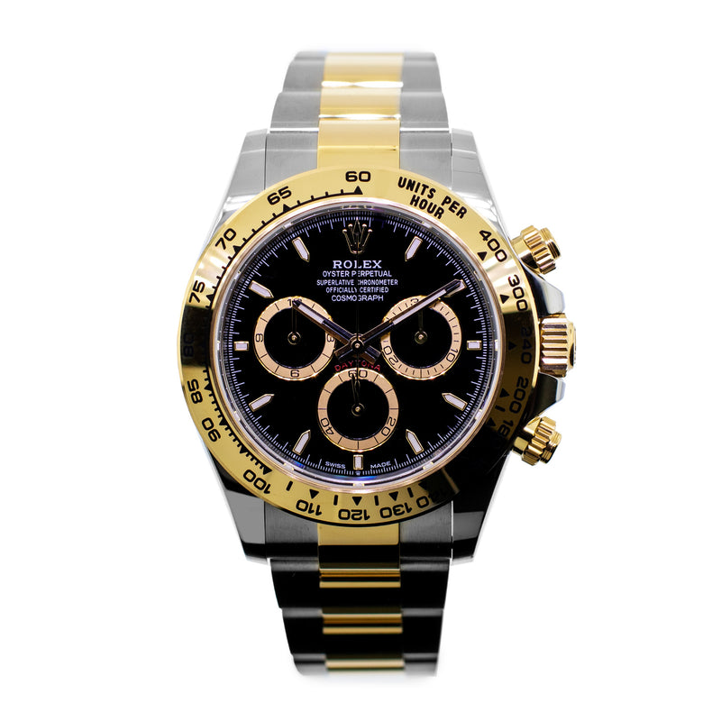 Rolex Daytona 40mm Yellow Gold and Steel Black Index Dial & Gold Bezel 126503-Da Vinci Fine Jewelry