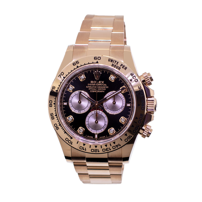 Rolex Daytona 40mm Everose Gold Black Dial & Gold Bezel 126505-Da Vinci Fine Jewelry