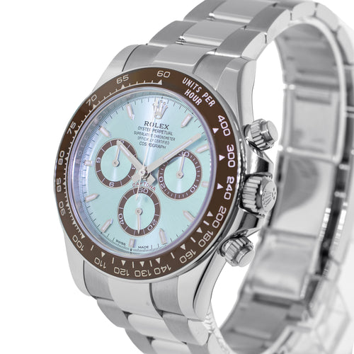 Rolex Daytona 40mm Platinum Ice Blue Index Dial & Brown Bezel 126506-Da Vinci Fine Jewelry